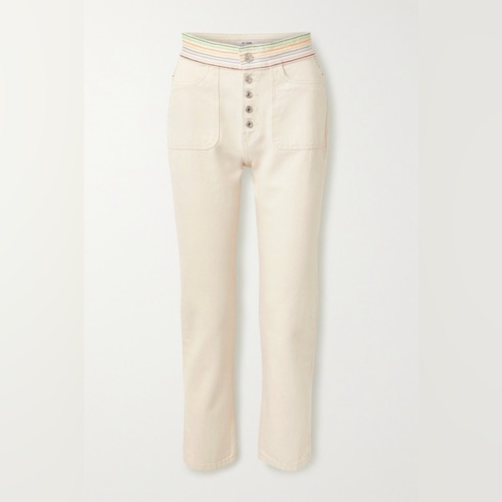 RE/DONE Blanca Miro Stove Pipe Embroidered High-Rise Straight-leg Jeans